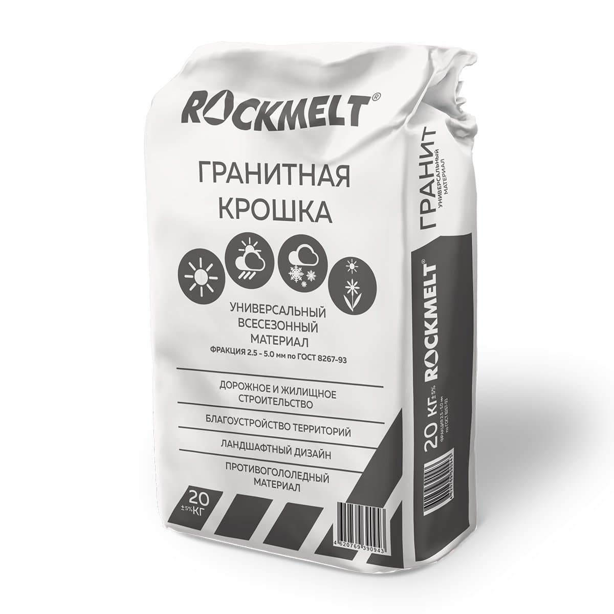 Противогололедный материал Rockmelt Гранитная крошка мешок 20 кг